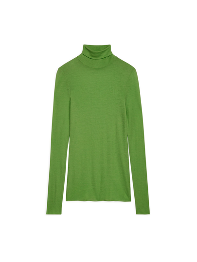 Sheer Merino Wool Roll-Neck - Green