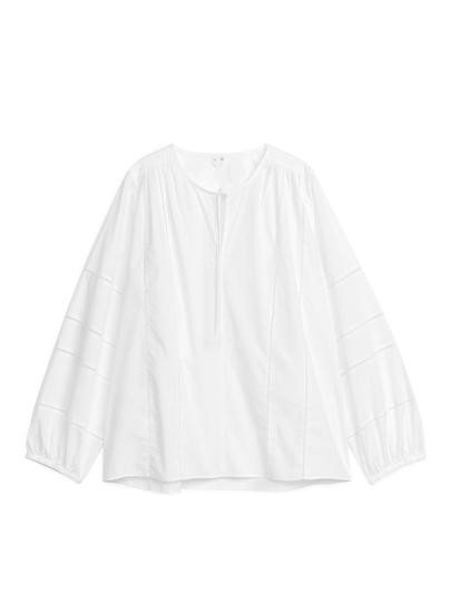 Embroidered Poplin Blouse - White