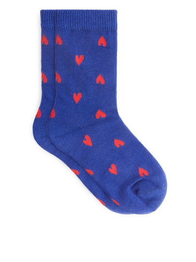 Jacquard Socks, 2 Pairs - Blue