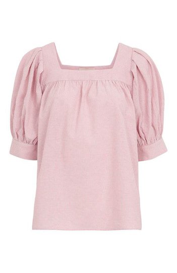 Freequent Smårandig blus Uana Rosa Vit Randig