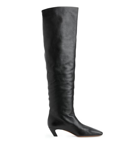 Over-The-Knee Leather Boots - Black