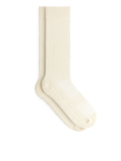 Ribbed Sports Socks - White