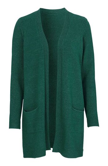Cellbes Lång cardigan med fickor Mörkgrön Melange