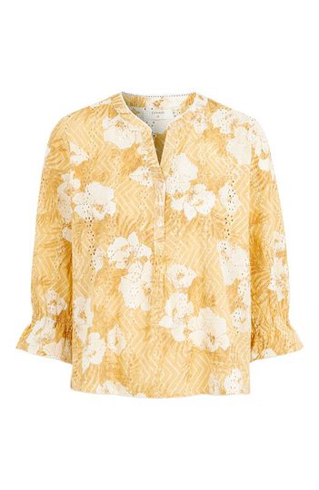Cream Blus Niva Gul Mönstrad