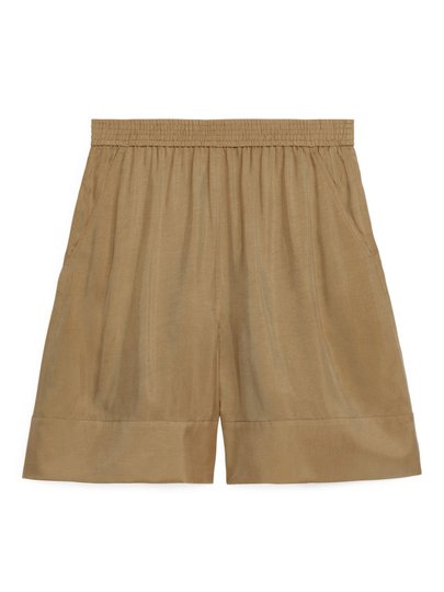 Fluid Cupro Shorts - Beige