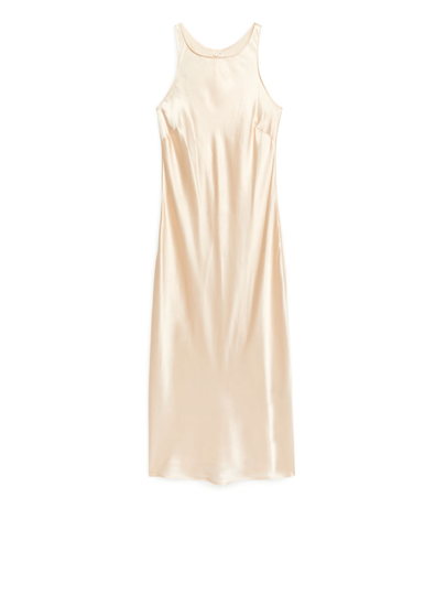 Silk Slip Dress - Beige