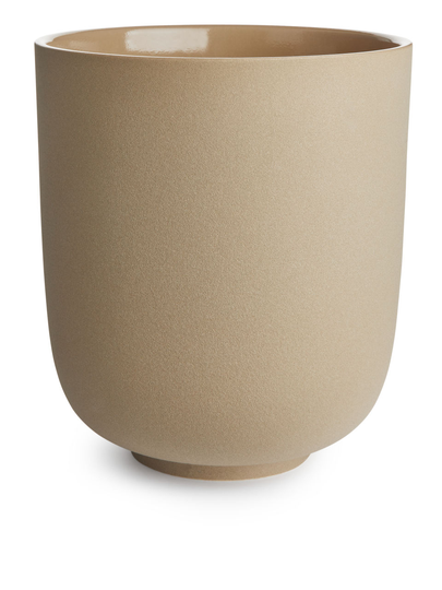 Large Stoneware Flower Pot - Beige