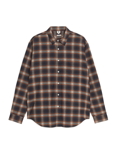Relaxed Flannel Shirt - Beige