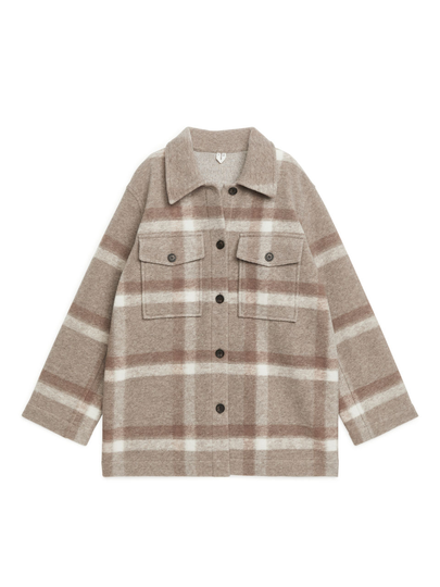 Wool Blend Overshirt - Brown