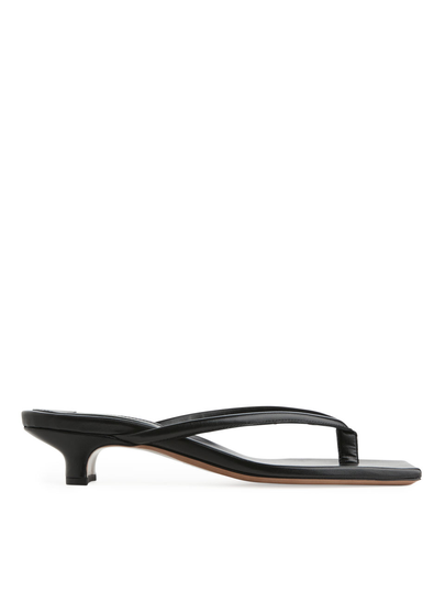 Slip-On Leather Sandals - Black