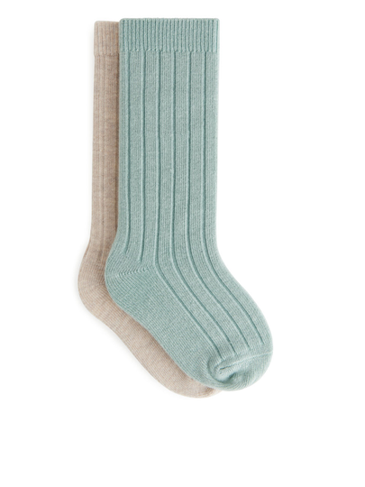 Ribbed Knee Socks - Turquoise