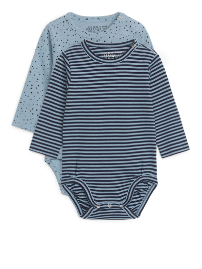Long-Sleeve Bodysuits Set of 2 - Blue