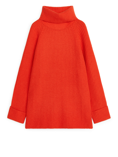 Oversized Ribbed Tunic - Orange