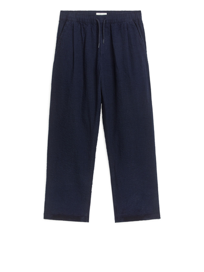 Pull-On Seersucker Trousers - Blue