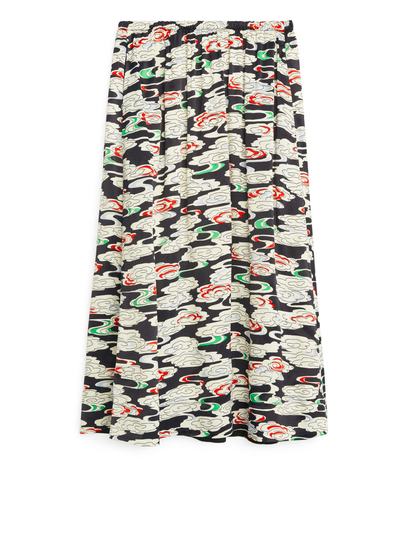 Washed Satin Skirt - Black