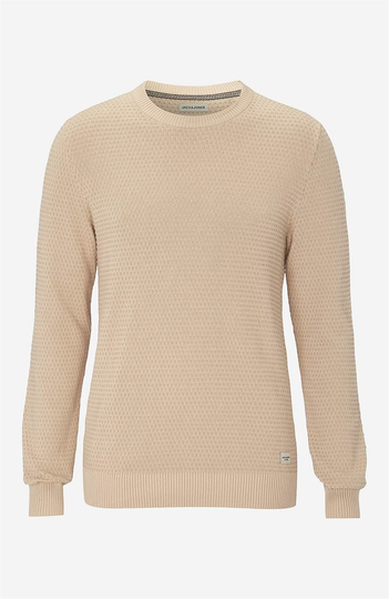 Strukturstickad bomullströja Atlas knit crew neck