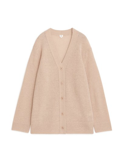 Oversized Knitted Cardigan - Beige