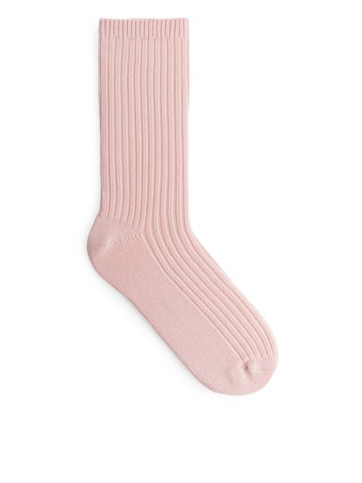 Chunky Cotton Rib Socks - Pink