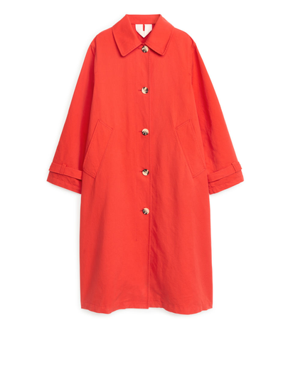 Cotton Linen Coat - Orange