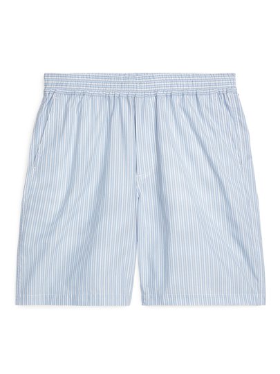 Loose-Fit Striped Shorts - Blue