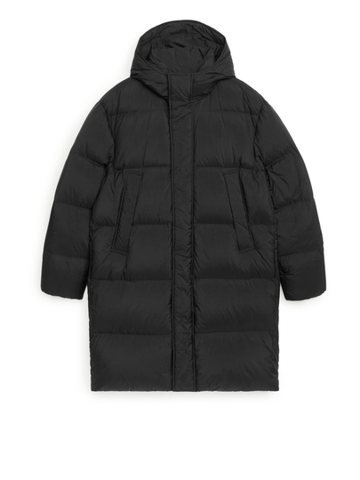 Long Down Puffer Jacket - Black