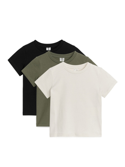 Crew-Neck T-Shirt Set of 3 - Beige