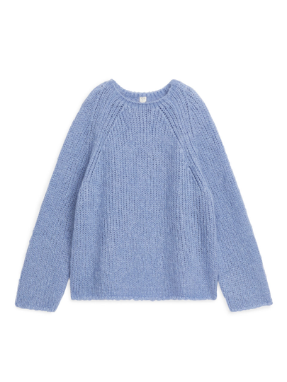 Loose-Knit Wool Mohair Jumper - Blue