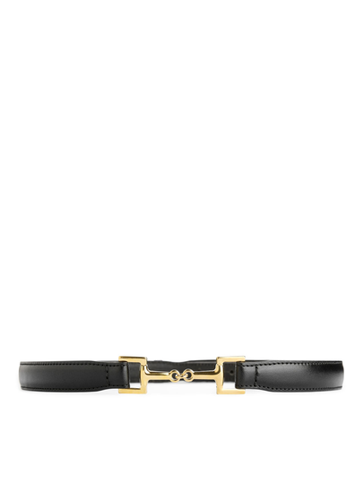 Horsebit Buckle Leather Belt - Black