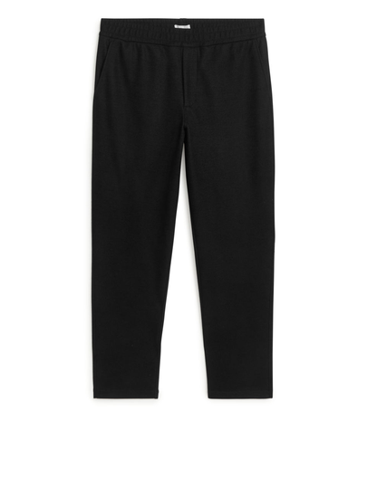 Cropped Wool-Blend Jersey Trousers - Black