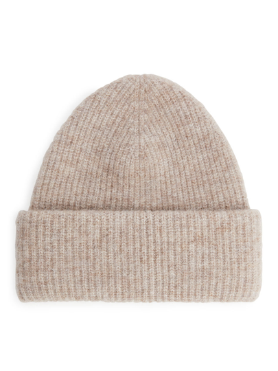 Double-Fold Alpaca Merino Beanie - Beige