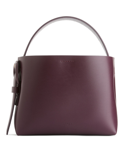 Rigid Leather Crossbody Bag - Red