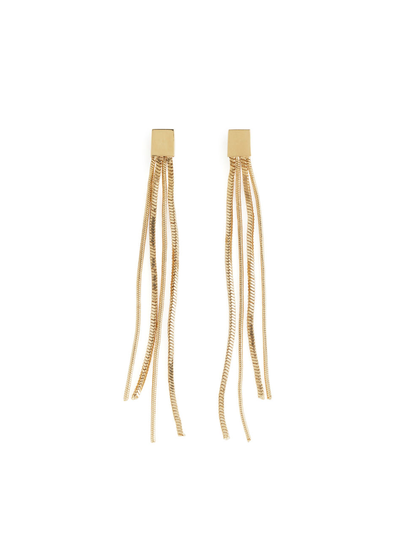 Gold-Plated Chain Drop Earrings - Brown
