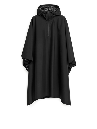 Hooded Rain Cape - Black