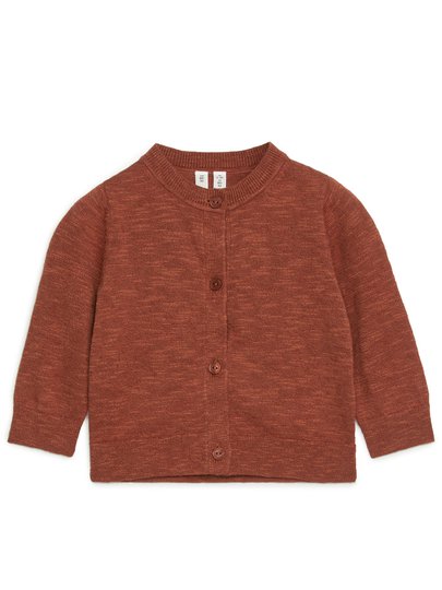 Linen Blend Cardigan - Orange
