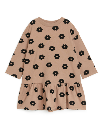Jersey Frill Dress - Beige