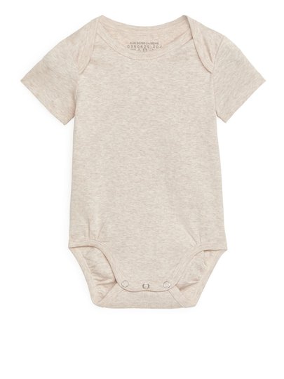 Short Sleeve Bodysuit - Beige