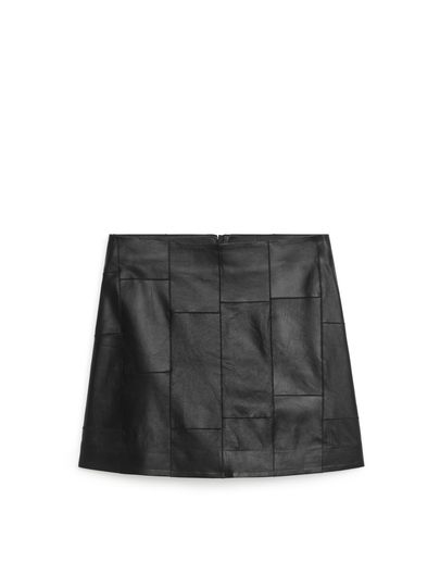 Leather Patch Mini Skirt - Black