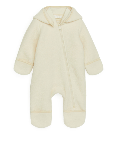 Hooded Pile Overall - Beige