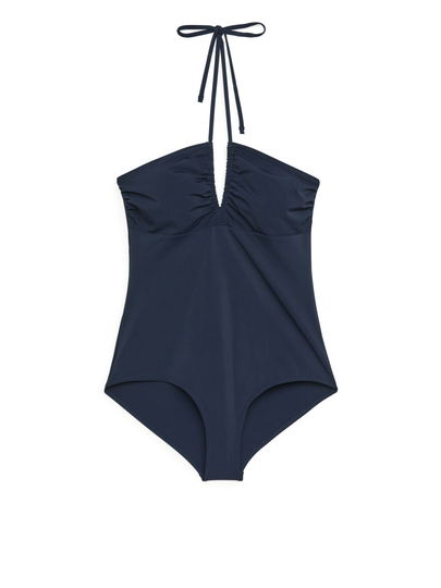 Matte Halterneck Swimsuit - Blue