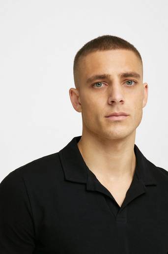 Studio Total Piketröja Open Collar Polo Svart
