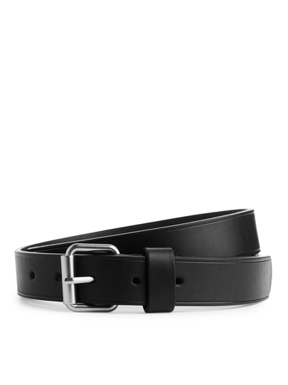 Slim Leather Belt - Black