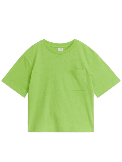 Loose Fit Linnen Blend T-Shirt - Green