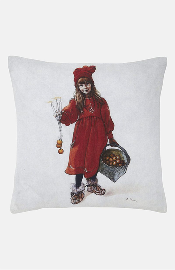 Mönstrat kuddfodral i linne Idun Carl Larsson