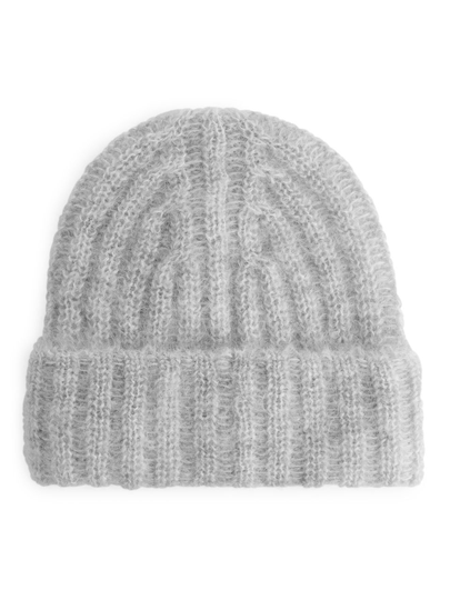 Wool Mohair Beanie - Grey