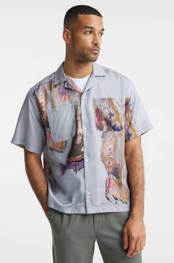 Les Deux Skjorta Kabangu AOP Tencel SS Shirt Multi