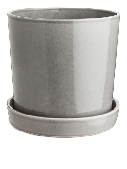Terracotta Flower Pot 22 cm - Grey