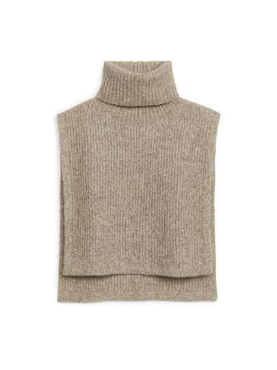 Alpaca Yak Blend Roll-Neck Collar - Grey