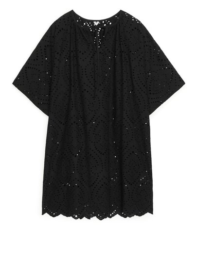 Broderie Anglaise Kaftan Dress - Black