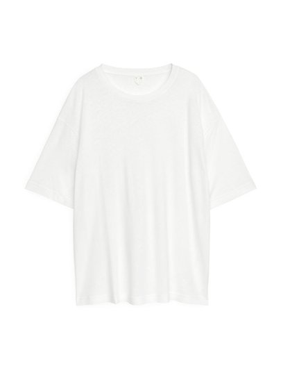Oversized Cotton Linen T-Shirt - White