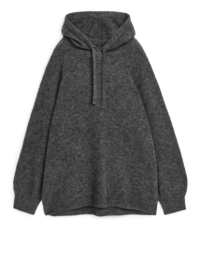 Oversized Alpaca Blend Hoodie - Grey
